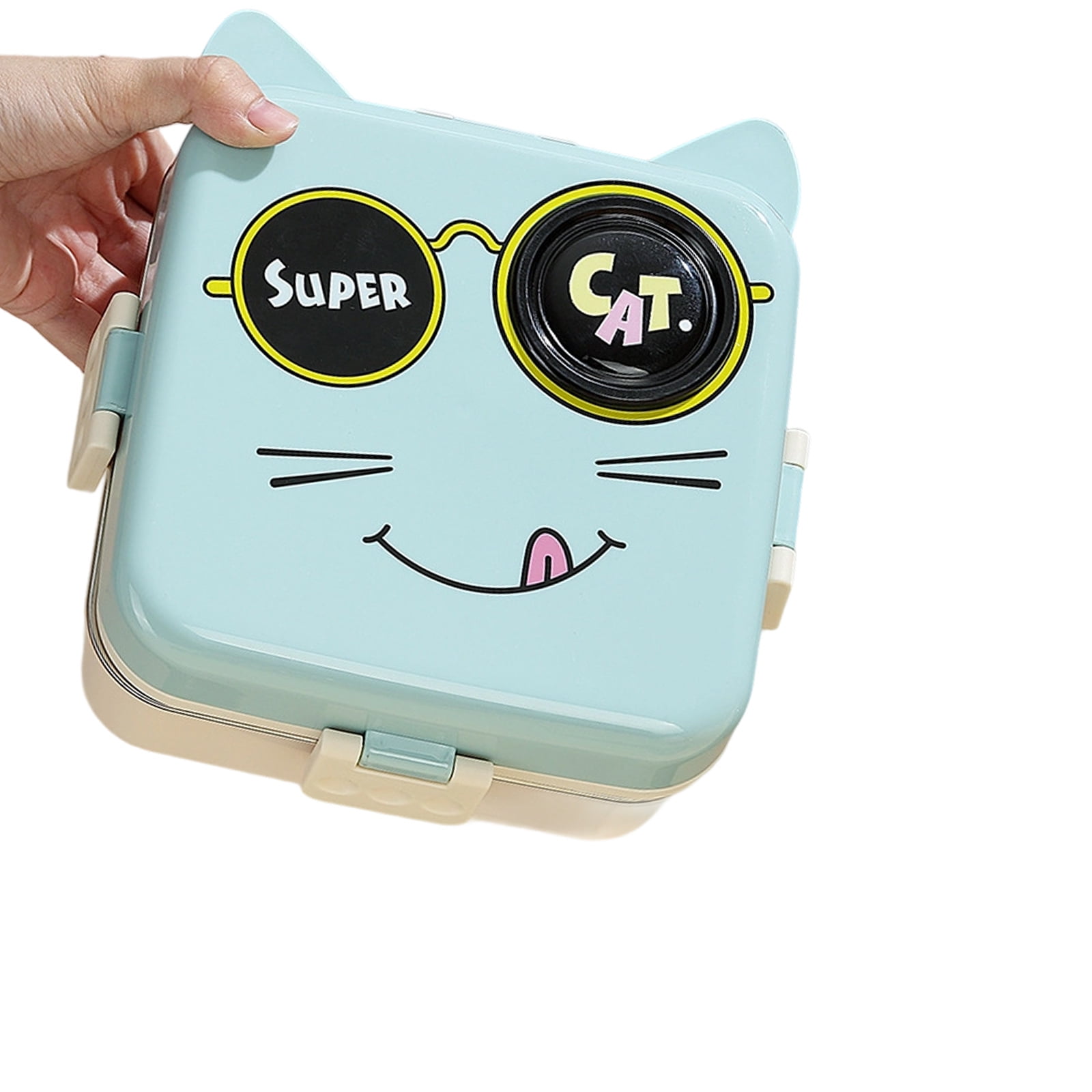 lixuesong Portable Student Lunch Box 3 Compartment Food Storage Container Cartoon Styles Stainless Steel Insulated Bentos Holder