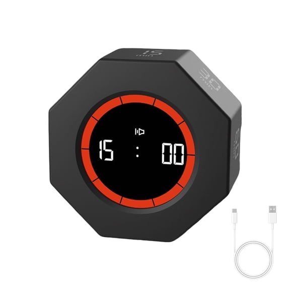 lixuesong Quiet Digital Timer Rechargeable Timer Automatic Rotating Screen ABS Texture Suitable for Study Cooking Time Management
