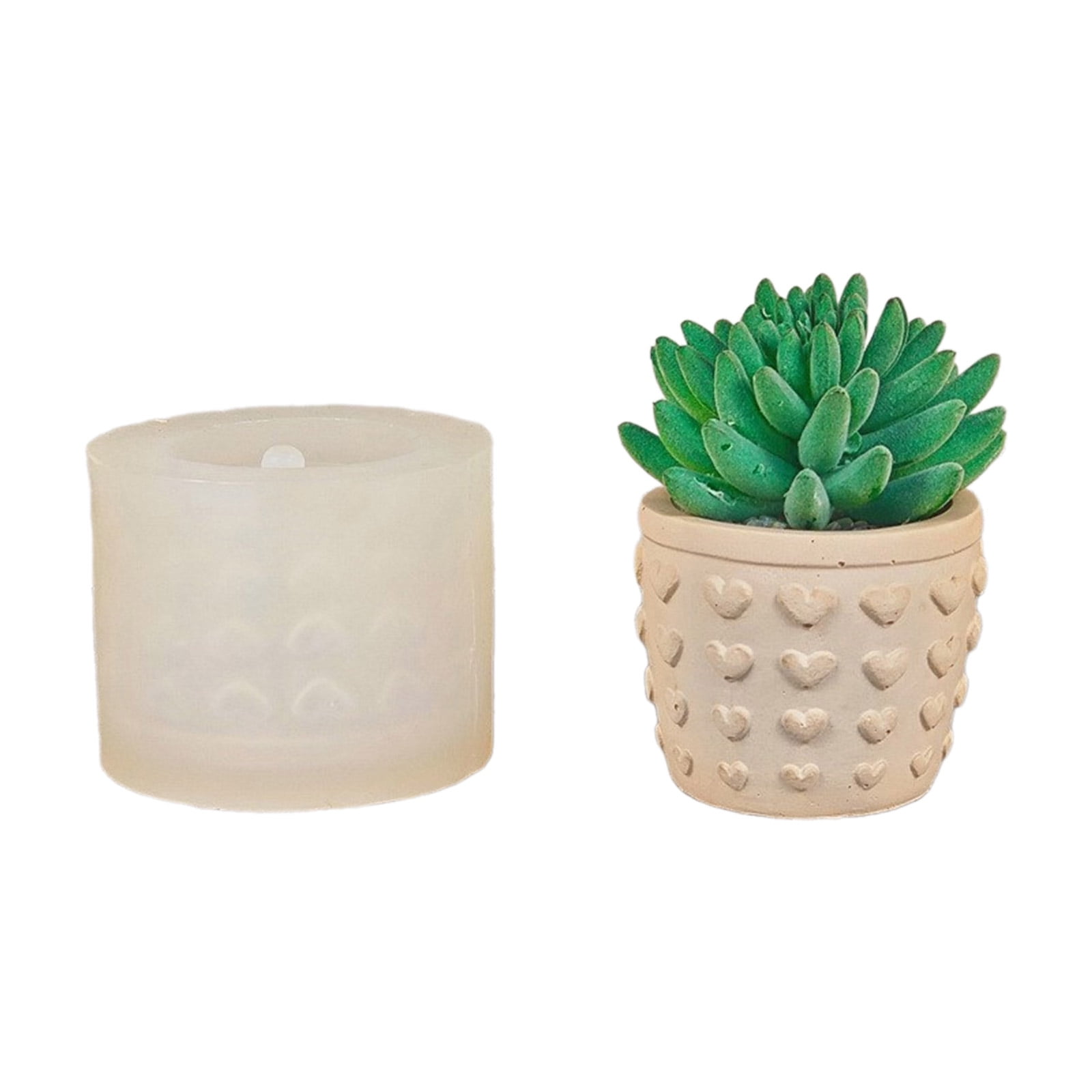 lixuesong Relief Heart Planter Mold Candle Holder Silicone Mould Flower Pots Mold Pen Holder Concrete Plaster Epoxy Resin Mold