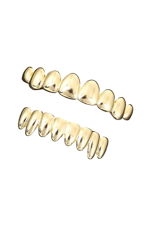 Removable Hip Hop Grillzs Set for Parties Concerts Costumes Top Bottom 8 Teeth Silver/Golden Tone Jewelry Accessories