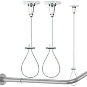 lixuesong Rust Resistant Ceiling Mounted Shower Rod Holder Stainless Steel Wire Hanging Rope Adjustable Bracket