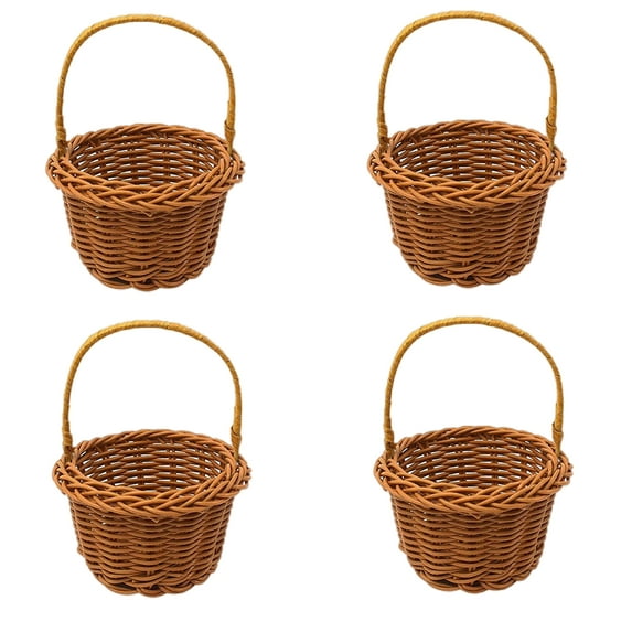 lixuesong Set of 4 Handheld Rattan Basket Delicate Miniature Handwoven Baskets Ornament for Bedroom Charm and Present Giving