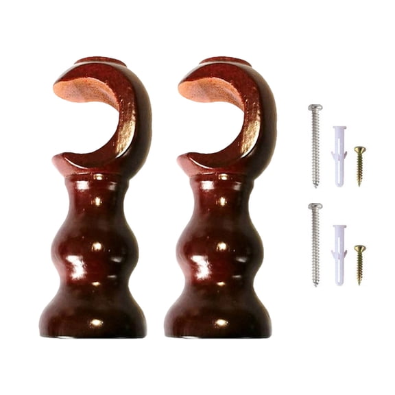 lixuesong Solid Wood Curtain Rod Brackets Round Base Hardware Holders Natural Tone Window Curtain Brackets Easy to Use for Home