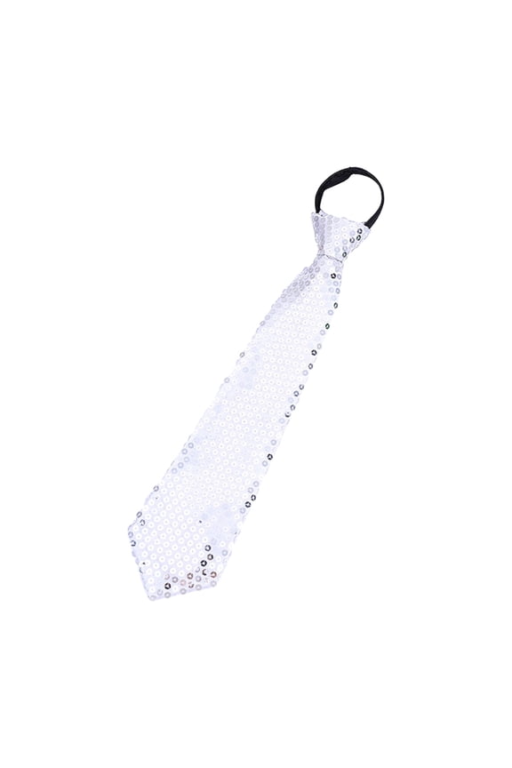 Sparkly Sequins Skinny Tie Adjustable Zipper Closure Glitter Paillette Pre-Tied Necktie Fashion Cosplay Party Costume