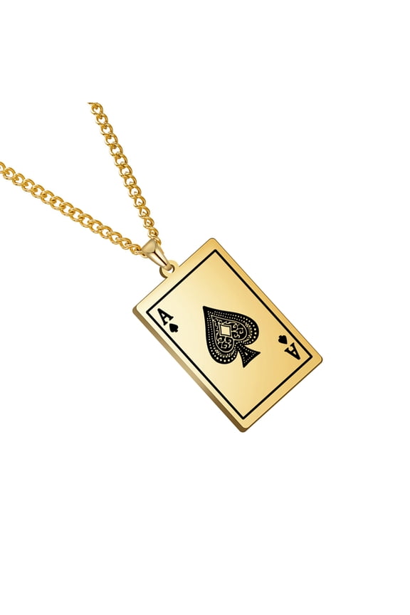 Stainless Steel Pendant Necklace Men Fashion Spades Playing Card Necklace Adjustable Chain Necklace Present for Man Woma