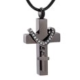 thumbnail image 1 of lixuesong Stainless Steels Double Crossed Memorial Pendant Necklace for Pet Ashes Keepsakes with for Dog Cats, 1 of 3