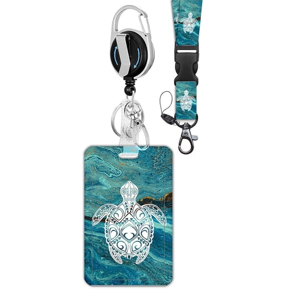 lixuesong Turtles Card Case Lanyard with Carabiner Clip Card Holder Neck Strap Badge Lanyard for Nurses Teachers Students