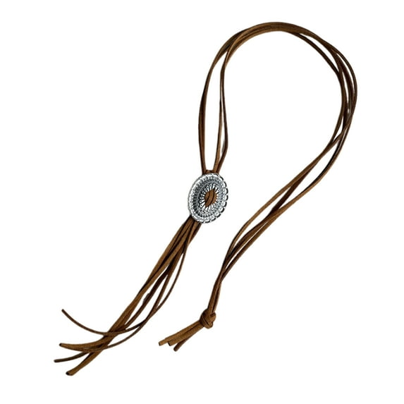 lixuesong Unisex Western Vintage Bolotie with Hollowed Metal Flower Pendant Tassels Cord Adjustable Necktie Festivals Necklace