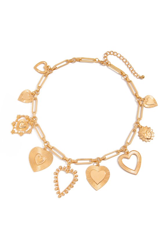 Vintage Geometric Heart Pendant Necklace Adjustable Length Neckchain for Women Elegant Clavicle Chain Party Jewelry