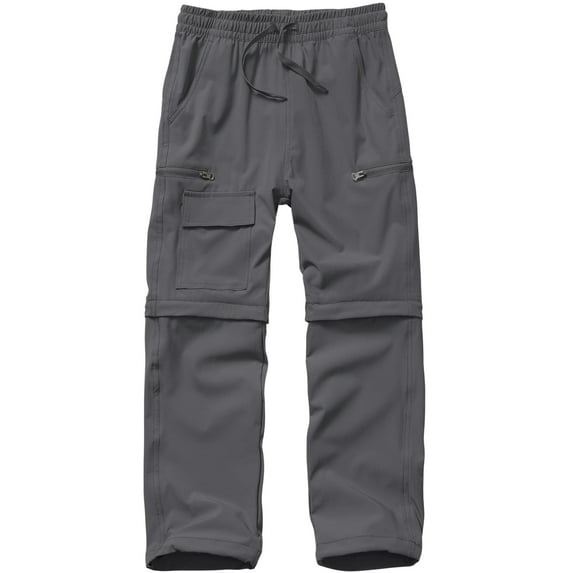 liyiyiyia Boy's Scout Pants Quick Dry Convertible Hiking Pants Outdoor Climbing Casual Trouser Kids Youth Gray Cargo Pants