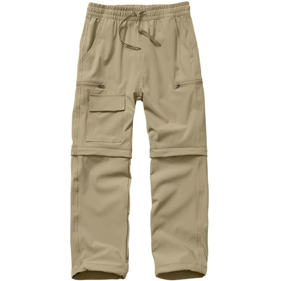 liyiyiyia Boys Convertible Pants Kids Elastic Waist Cargo Trouser UPF 50 Outdoor Quick Dry Hiking Pant Lightweight Casual Pants