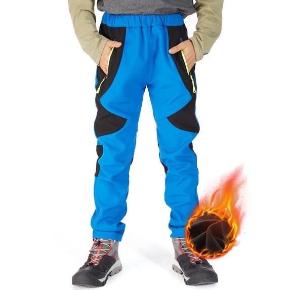 liyiyiyia Boys Snow Ski Pants Hiking Kids Girls Warm Snowboard Softshell Pants Outdoor Waterproof Windproof Fleece Lined Trousers Light Blue 4-5 T