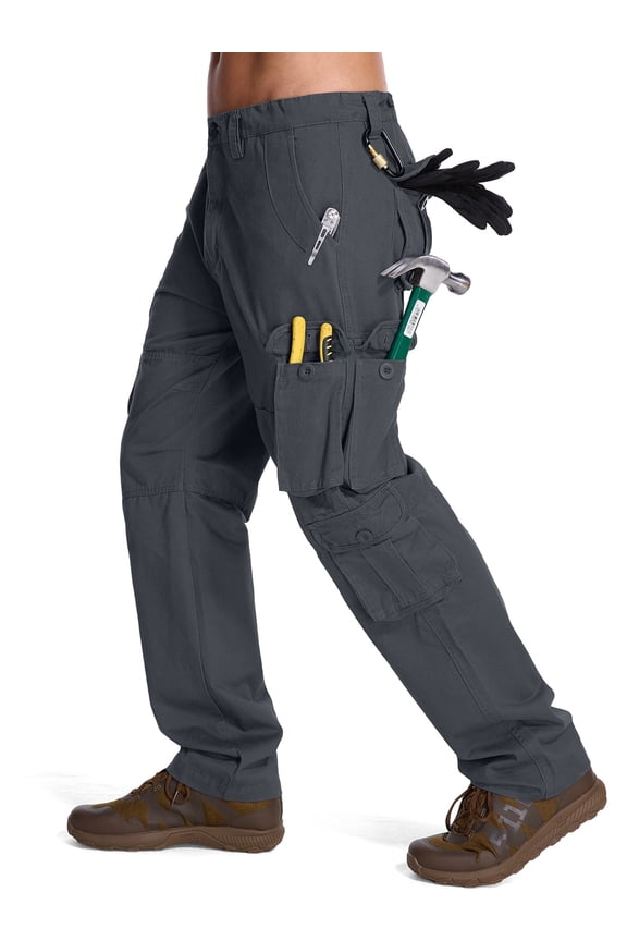 Cargo Pants for Men Hiking Casual Travel Outdoor Pants Construction Pants with 8 Pockets