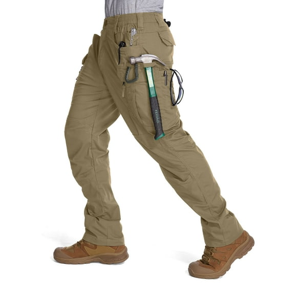 liyiyiyia Mens Pants Relaxed Fit Cargo Work Pants for men Construction Rip Stop Hiking Trousers Lightweight Pants (No Belt)