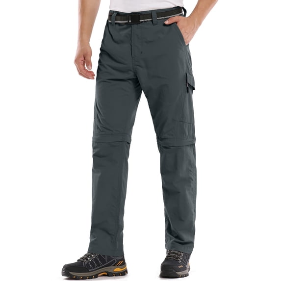 liyiyiyia Hiking Pants Mens Zip Off Cargo Pants Convertible Fishing Pant Outdoor Safari Work Trousers with Belt