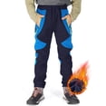 thumbnail image 1 of liyiyiyia Kids Snow Pants Boys Waterproof Insulated Winter Hiking Pants Girls Youth Warm Fleece Lined Softshell Trousers Blue 14-16 Years, 1 of 7