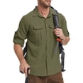 thumbnail image 1 of liyiyiyia Long Sleeve Hiking Fishing Shirts for Men Quick Dry Button Down Work Shirt Sun Protection UV UPF 50 Outdoor Safari Tops, 1 of 8