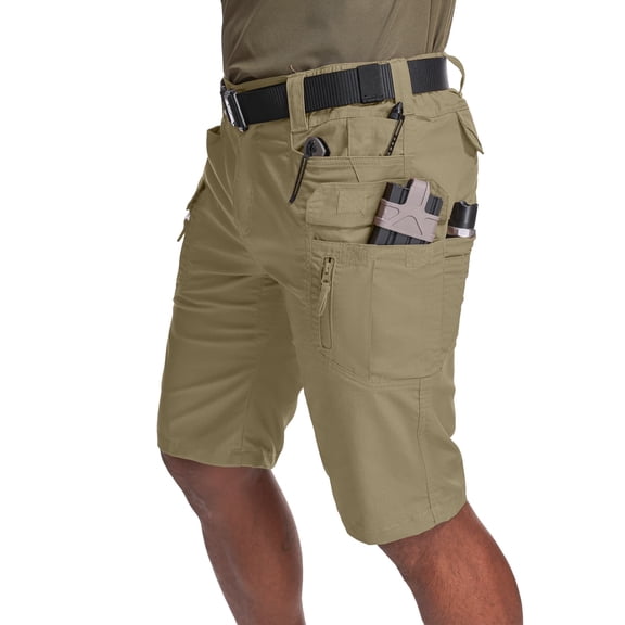 liyiyiyia Men Waterproof Shorts Outdoor Lightweight Quick Dry Hiking Fishing Cargo Shorts with Multi Zipper Pockets