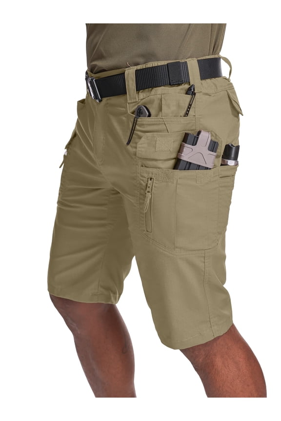 Men Waterproof Shorts Outdoor Lightweight Quick Dry Hiking Fishing Cargo Shorts with Multi Zipper Pockets