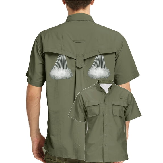 liyiyiyia Men's Button Short Sleeve Shirts for Fishing Hiking Outdoor Workwear Outdoor Quick Dry Sun Protection Button Work Shirt Casual Tops