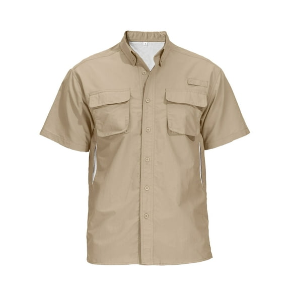 liyiyiyia Men's Button Short Sleeve Shirts for Fishing Hiking Outdoor Workwear Outdoor Quick Dry Sun Protection Button Work Shirt Casual Tops
