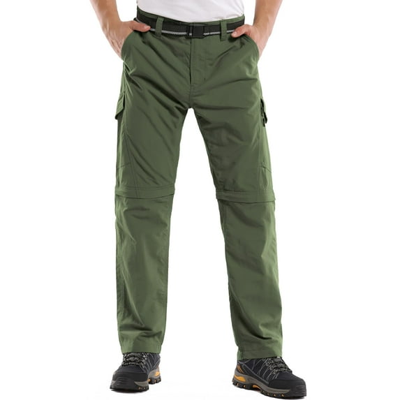 liyiyiyia Men's Lightweight Hiking Pants Convertible Quick Drying Zip Off Fishing Safari Travel Boy Scout Pants w/Blet