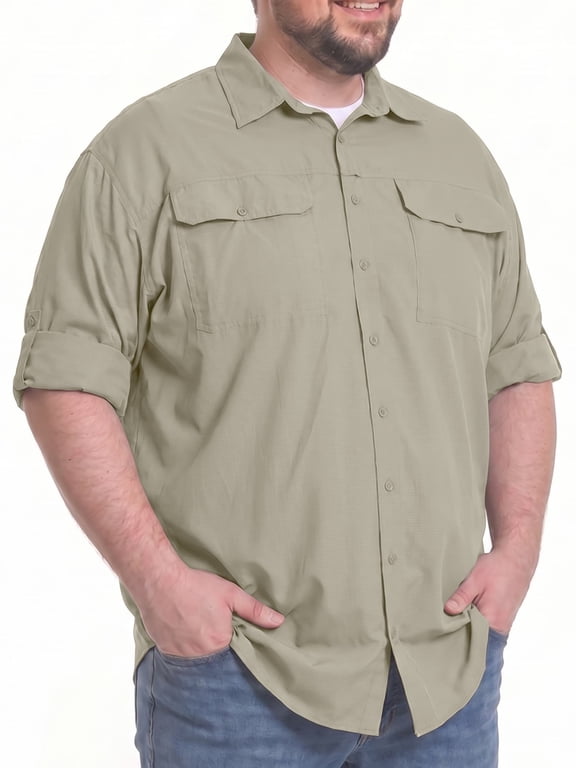 Men's Plus Size Shirts for Fishing Hiking SPF Quick Dry Outdoor Summer Shirts Big and Tall 3XL