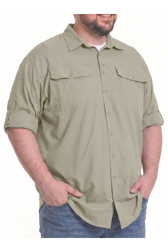 Men's Plus Size Shirts for Fishing Hiking SPF Quick Dry Outdoor Summer Shirts Big and Tall 4XL