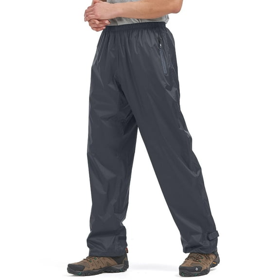 liyiyiyia Men's Rain Pants Waterproof Rain Over Pants Windproof Hiking Pant with Zipper Pockets Lightweight Outdoor Trousers