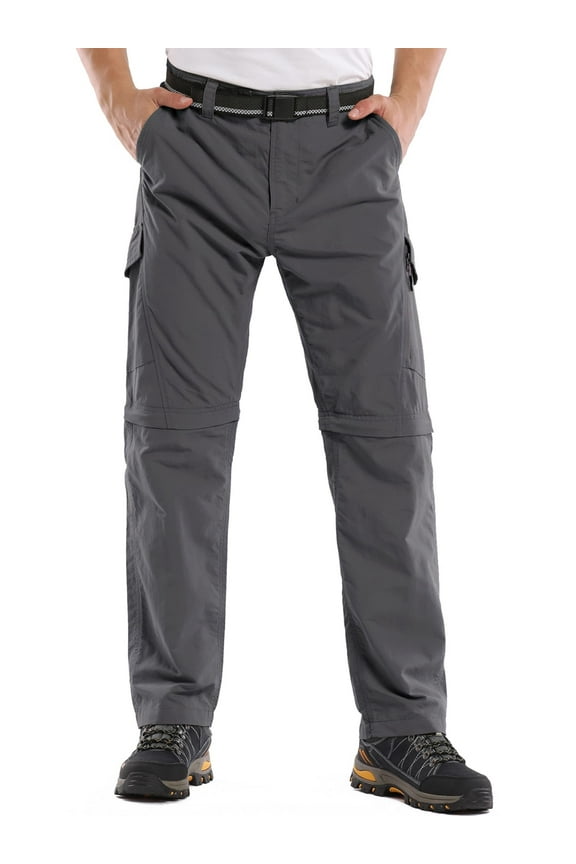 Mens Convertible Hiking Cargo Pants Outdoor Quick Dry Zip Off Safari Trousers Lightweight Fishing Pant with Multi Pockets