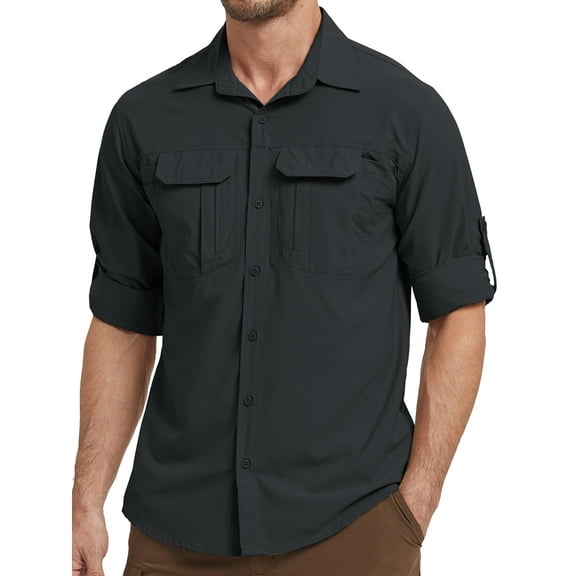 liyiyiyia Mens Sun Protection Work Shirts Lightweight Long Sleeve Travel Fishing Hiking Shirt for Men Button Down Casual Tops
