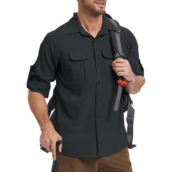 liyiyiyia Mens Work Shirts Long Sleeve Travel Fishing Hiking Shirt for Men Button Down Casual Tops