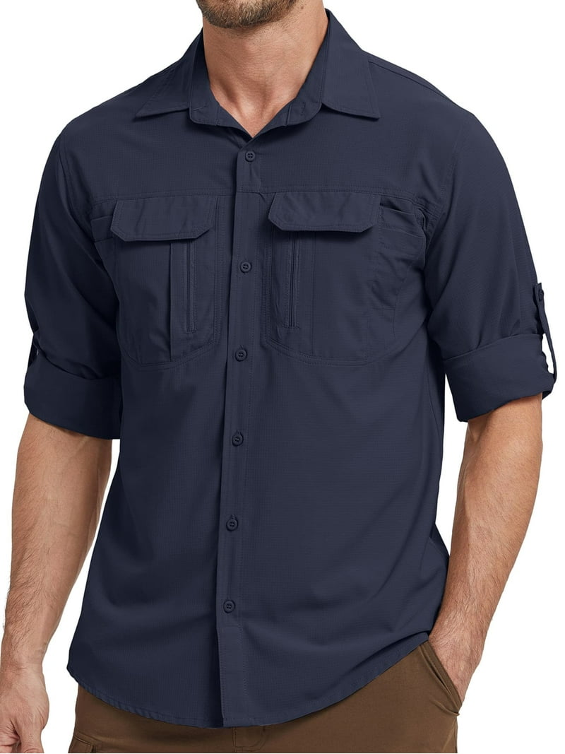 liyiyiyia Mens Sun Protection Work Shirts Lightweight Long Sleeve