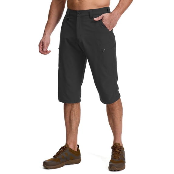 liyiyiyia Men's Cargo Shorts Quick Dry Hiking Pants Capris Lightweight Outdoor Pants with Multi Pockets