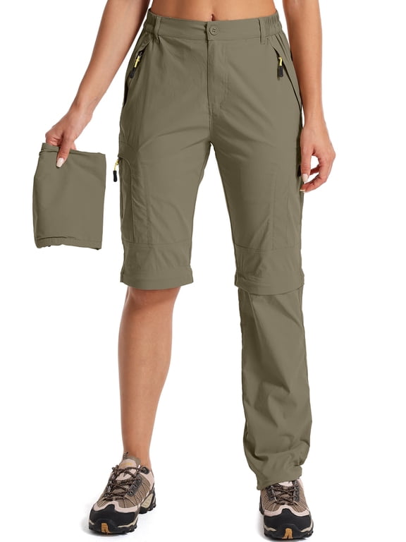 Pants for Women Cargo Pants Convertible to Shorts Hiking Work Outdoor Quick Dry Trousers Khaki Pants