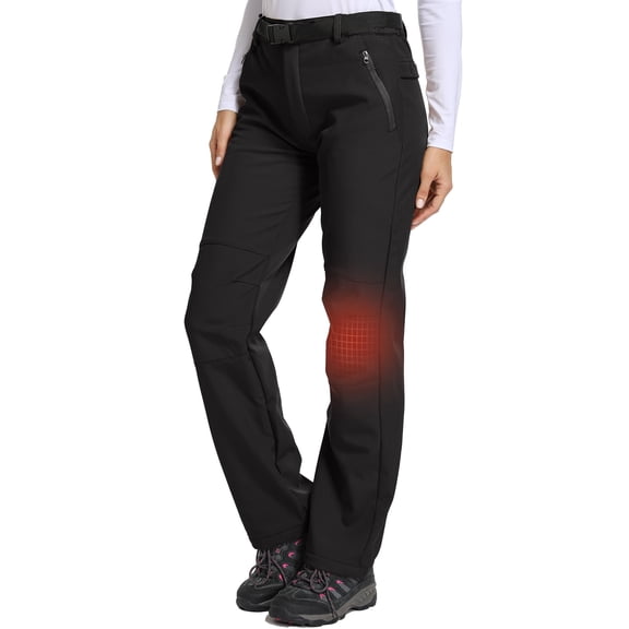 liyiyiyia Snow Ski Pants Women Fleece Lined Warm Pants for Winter Softshell Insulated Snowboard Pants for Hiking Outdoor Black