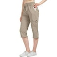 thumbnail image 1 of liyiyiyia Women Hiking Cargo Capris Pants Loose Fit Quick Dry Fishing Pants Casual Elastic Waist Lightweight Capri for Outdoor Travel, 1 of 7