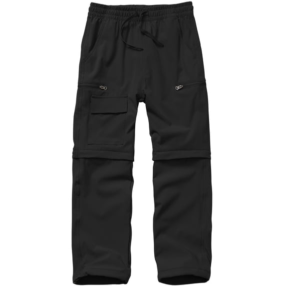 liyiyiyia Black Cargo Pants Boys Hiking Fishing Convertible Pants for Outdoor Climbing Youth Trousers