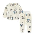 thumbnail image 1 of lkfuzj 2 Piece Fleece Pajama Set for Toddler Boys Girls Fall Winter Warm Plush Matching Sleepwear Set Tops+Pants Outfits Loungewear - Beige, 1 of 3