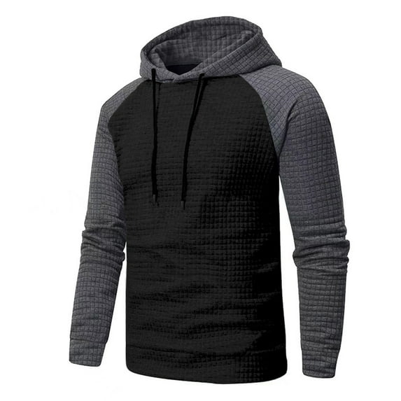 lkfuzj 2024 New Mens Casual Hooded Sweatshirts Fashion Sports Stand Collar Button Patchwork Long Sleeve Drawstring Workout Sport Hoodie Comfy Pullover Top Sweatshirt Black