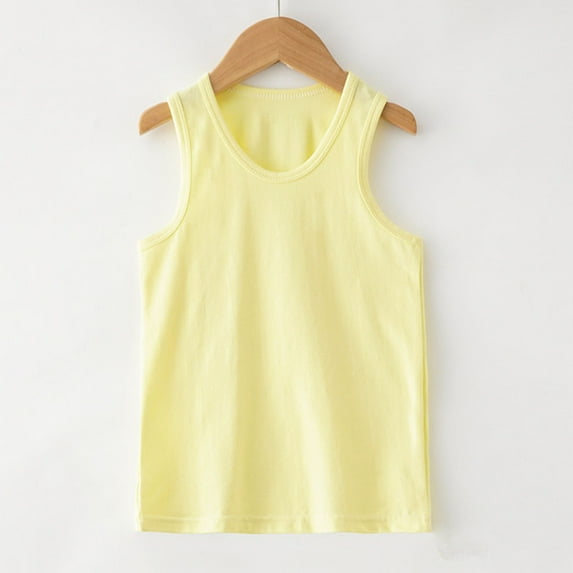 lkfuzj Baby Girl Summer Casual Tank Top Crewneck Sleeveless Basic Solid Color T-Shirt Comfortable Soft Thin Crop Top For Girls And Boys Tank Top Tee Yellow