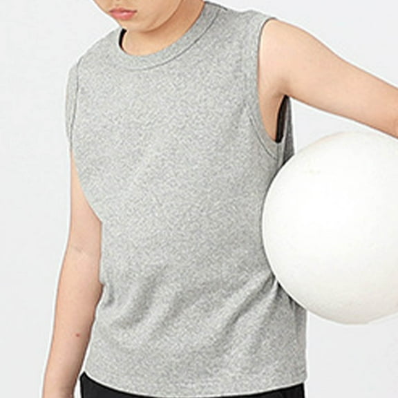 lkfuzj Baby Toddler Boys Girls Kids Tank Tops Sleeveless Solid Color Vest Shirt Clothes Crew Neck Tee Casual Summer Gray