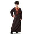 thumbnail image 1 of lkfuzj Boys Arabic Thobe Muslim Thobe Boy’s Muslim Pure Fashion Long Sleeves Kids Robe Islamic Boys Thobe Pullover Outwear Clothes Coffee, 1 of 9
