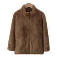 thumbnail image 1 of lkfuzj Boys Girls Plus Plush Coat Toddler Long Sleeve Winter Solid Zippered Coat Jacket Thicken Outerwear Youth Boy(3-16 Years) - Coffee, 1 of 3