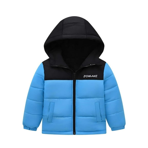 lkfuzj Boys Girls Winter Puffer Jacket Kids Hooded Down Coats Warm Parka Plus Velvet Padded Cotton-Padded Snowsuit - Blue