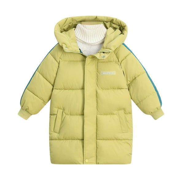 lkfuzj Boys Girls Winter Puffer Jacket Kids Hooded Down Coats Warm Parka Plus Velvet Padded Cotton-Padded Snowsuit - Green