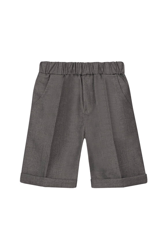 Boys School Uniform Fashion Solid Color Stretch Shorts Casual School Uniform Suit Pants Trousers For Kids 18 Months-12 Years Gray