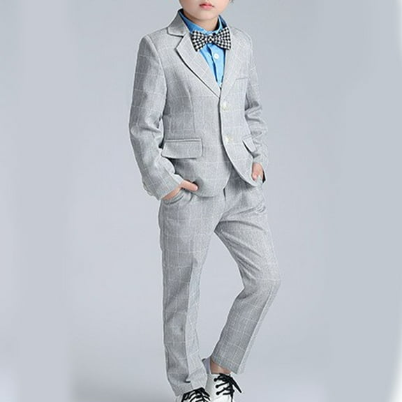 lkfuzj Boys Suits 4 Pieces Slim Fit Blazer Solid Color Shirt Coat Trousers Bow Tie Outfit Suit for Wedding