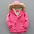 thumbnail image 1 of lkfuzj Boys Winter Hooded Down Coat Jacket Thick Cotton-padded Jacket Kids Warm Faux Fur Outerwear Coat 2024 New Winter Coat Warm Water-Resistant Puffer Jacket Thick Fleece Parka Hot Pink, 1 of 4