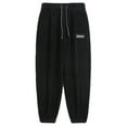 thumbnail image 1 of lkfuzj Casual Pants Men's Zippered Pocket Cargo Pants Corset Leg Pants Wide Drawstring Elastic Waist Sports Small Foot Pants Fashionable Mens Workout Bottoms Cool Sweatpants Black, 1 of 4
